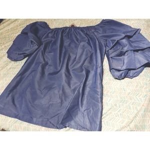 Blue ruffled off shoulder top ✨